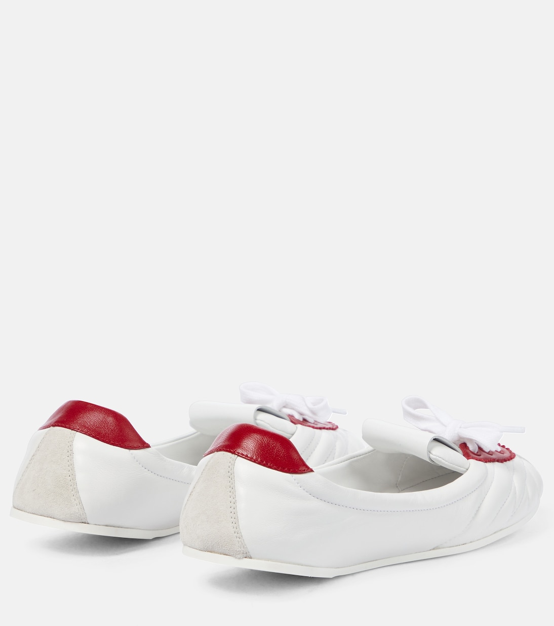 Lace-up leather ballet flats in white - Miu Miu | Mytheresa