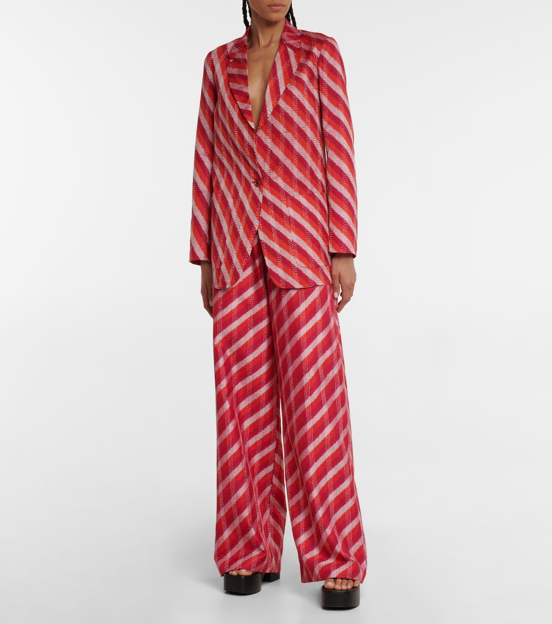 Blazer in seta a righe | Dries Van Noten