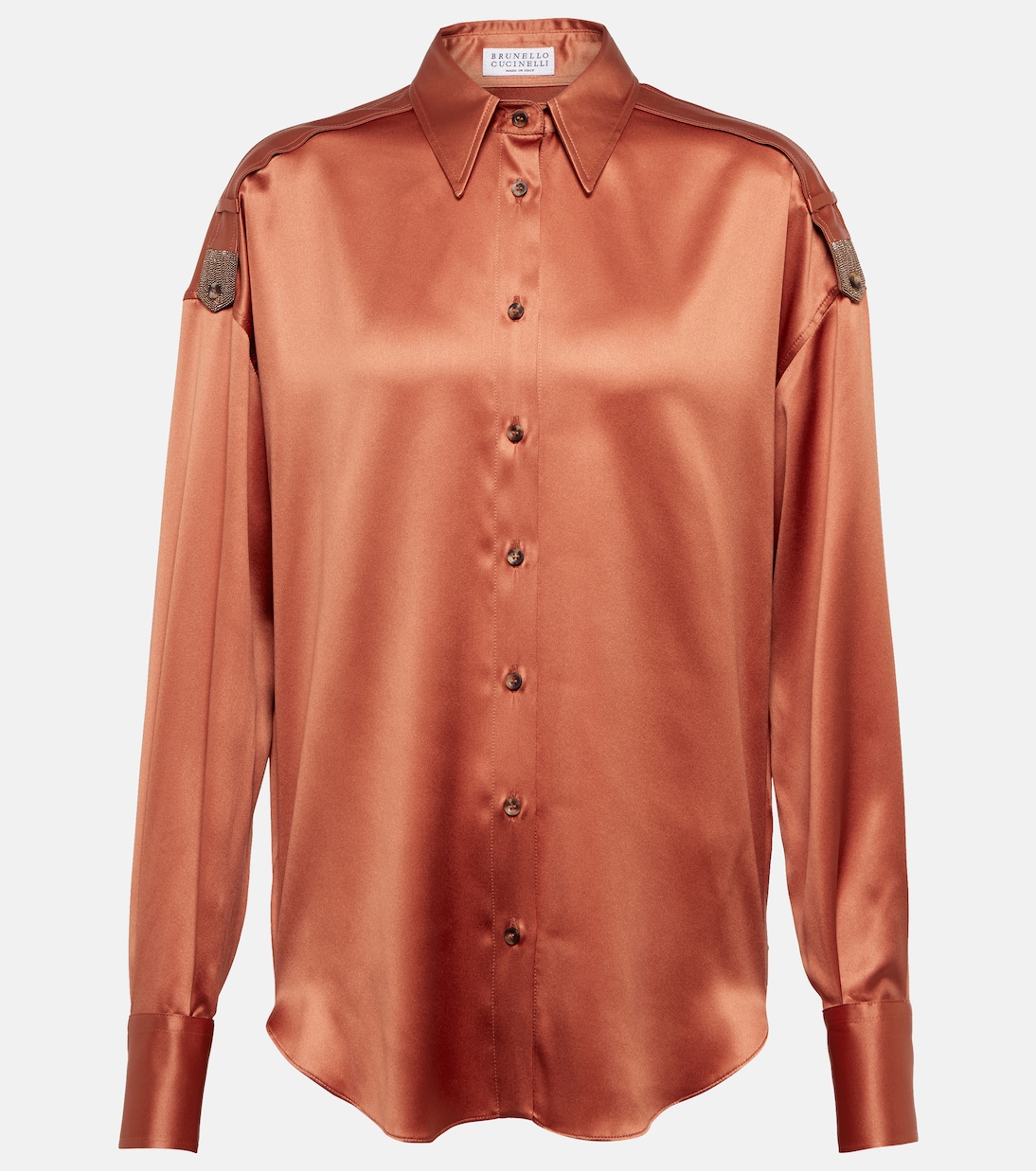 Verziertes Hemd aus Satin | Brunello Cucinelli