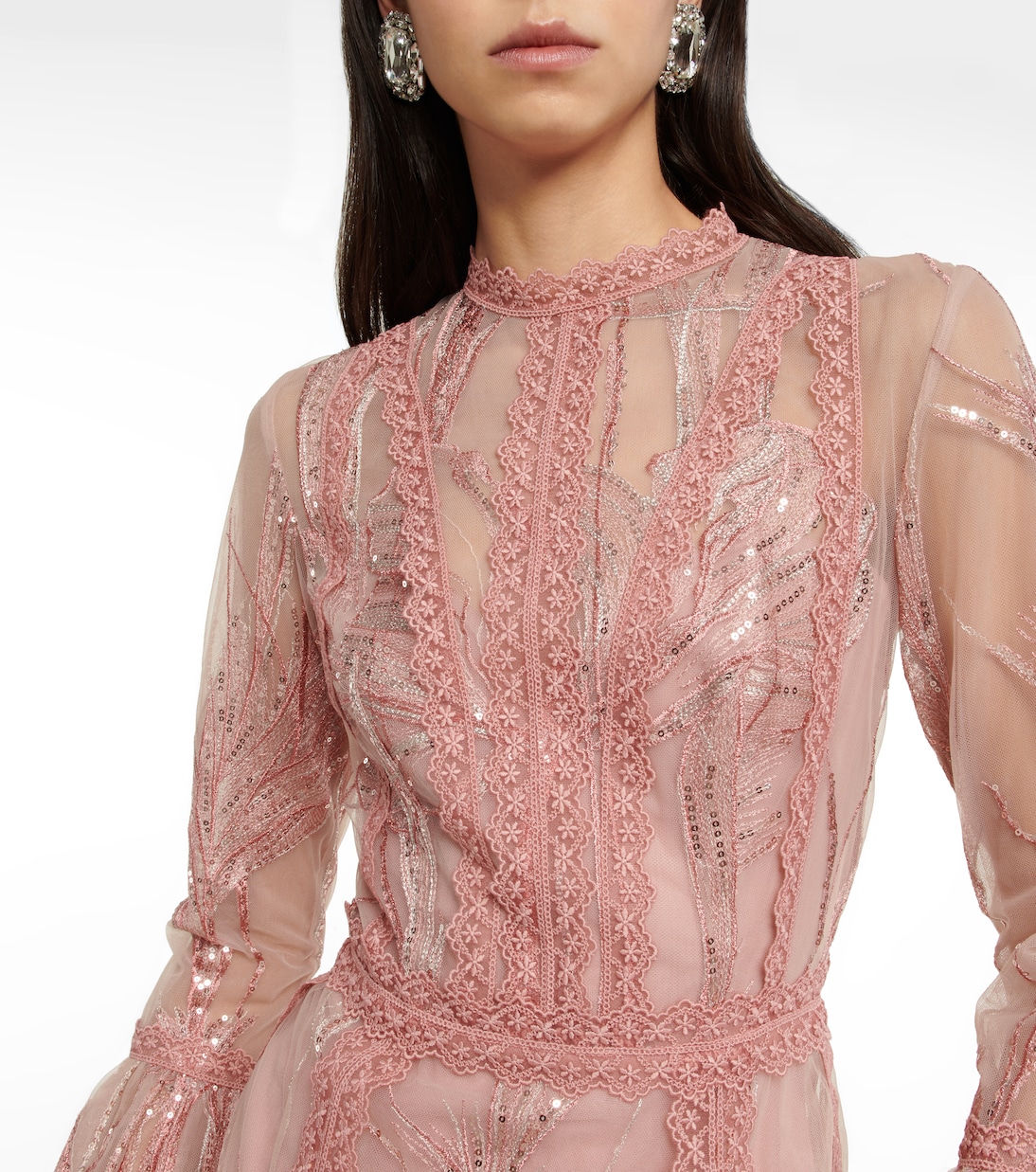 Verziertes Kleid aus Tüll | Costarellos