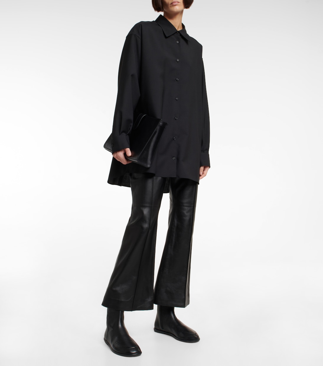 Pantalon évasé Beck en cuir | The Row