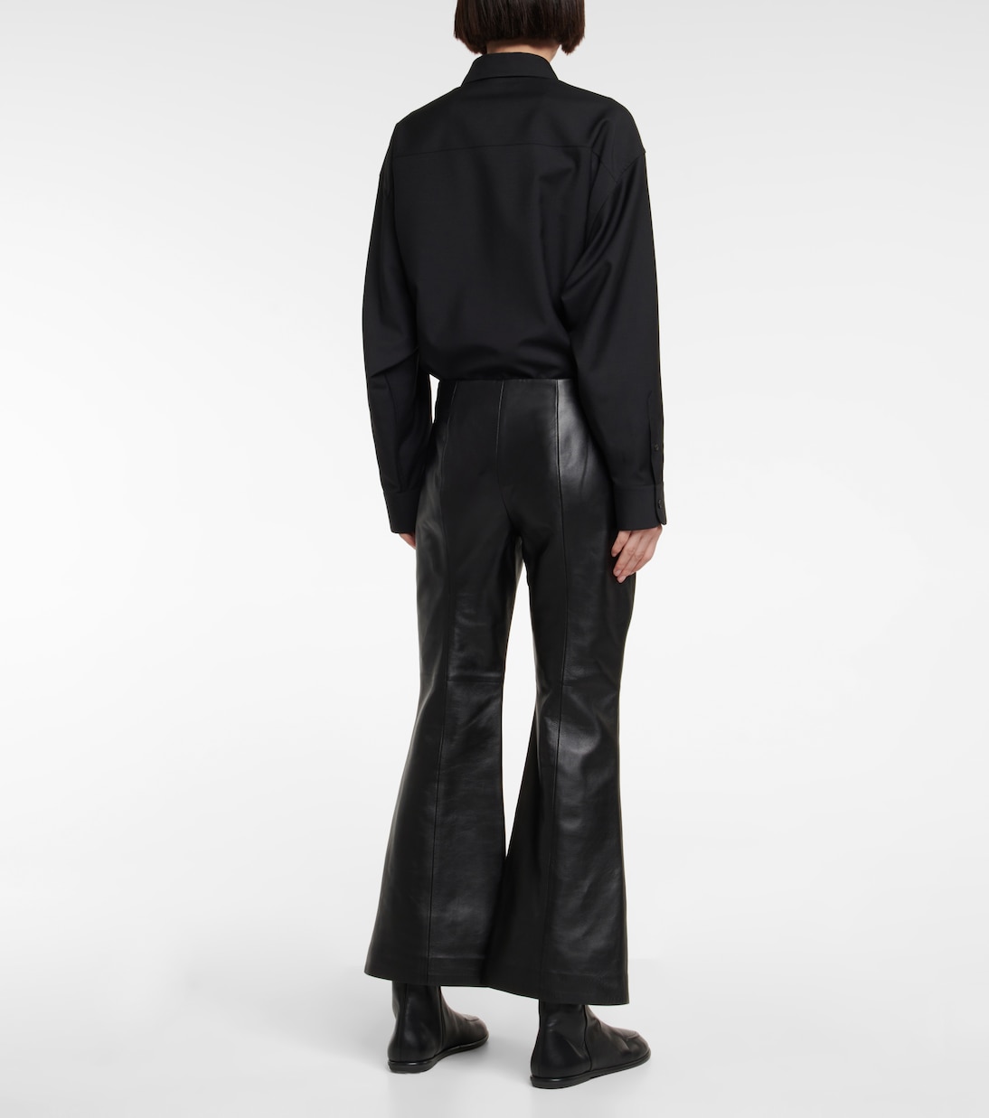 Pantalon évasé Beck en cuir | The Row