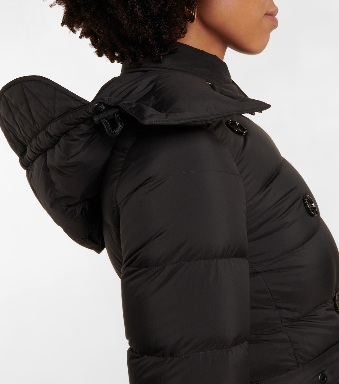 Belted down coat in black Burberry Mytheresa