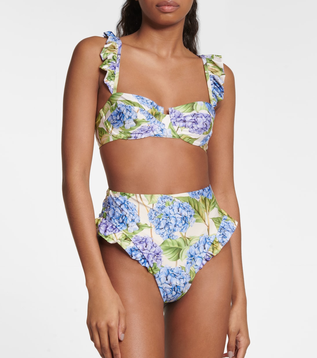 Top bikini Kiwi Hortensia con stampa floreale | Agua by Agua Bendita