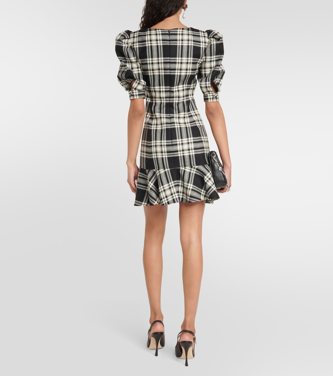 Lace-up checked wool minidress | Alessandra Rich