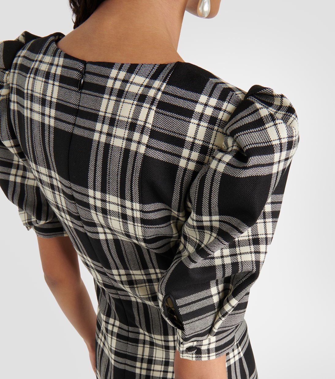 Lace-up checked wool minidress | Alessandra Rich