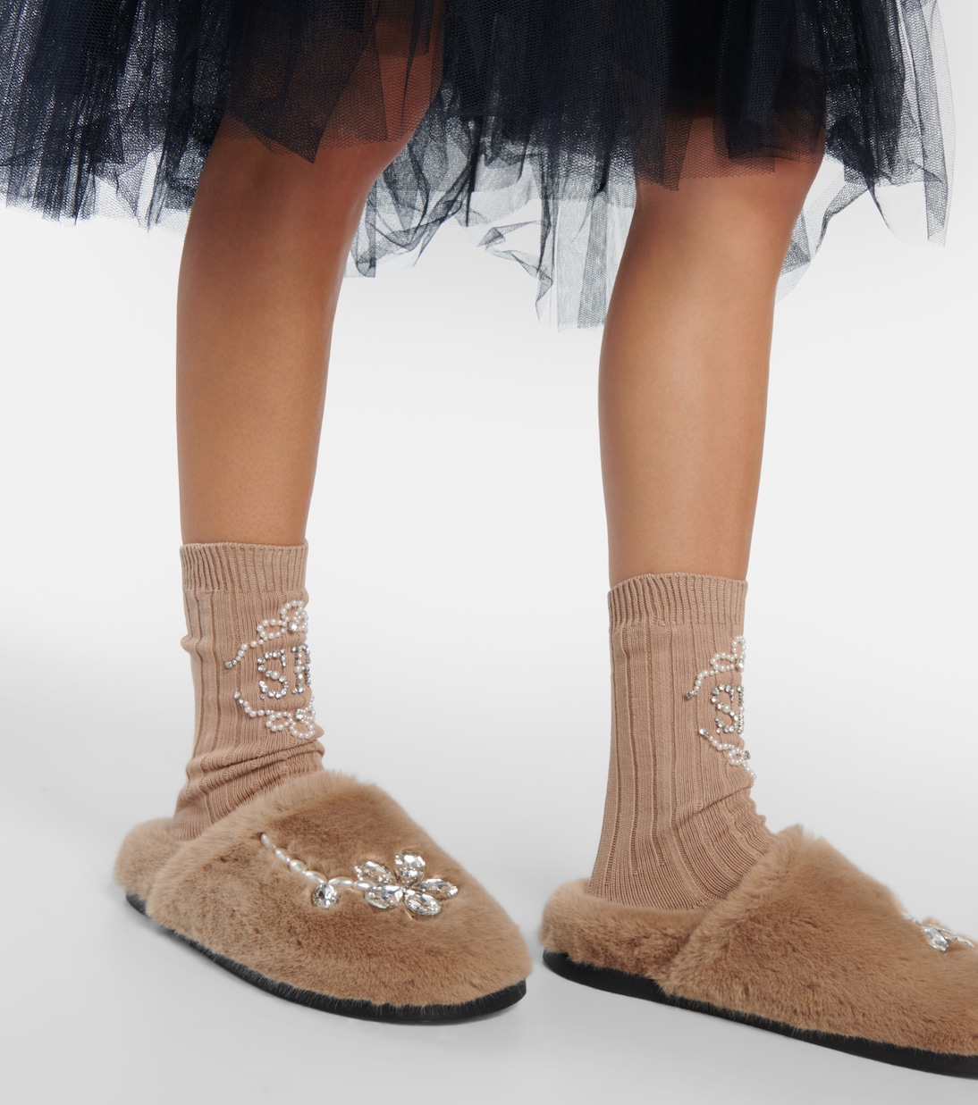 Slippers de pelo sintético con adornos | Simone Rocha