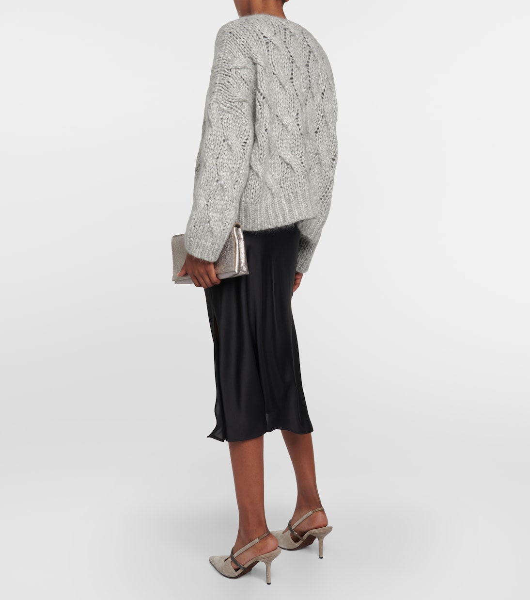 Pullover in maglia di misto mohair a trecce | Brunello Cucinelli