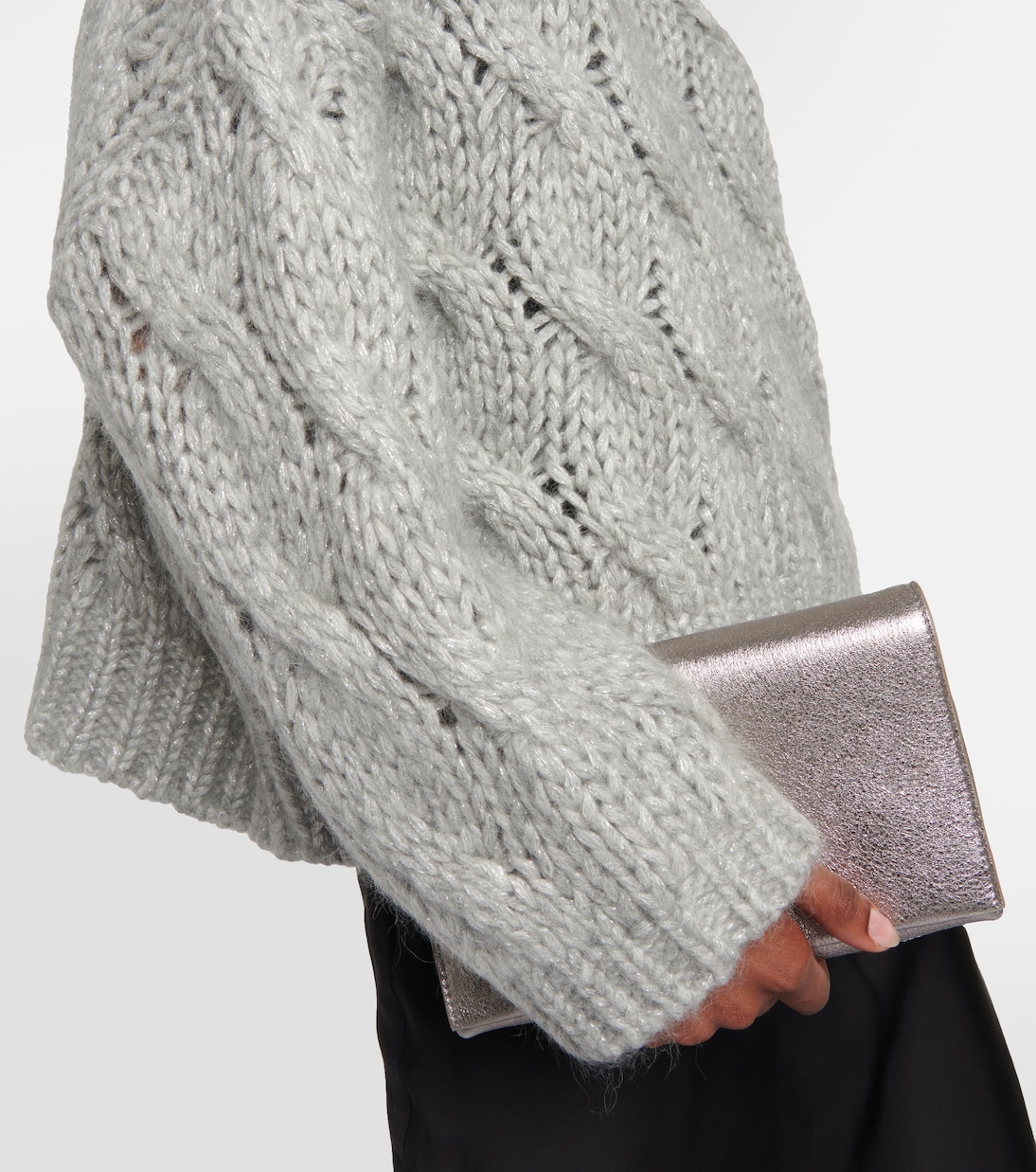 Pullover in maglia di misto mohair a trecce | Brunello Cucinelli
