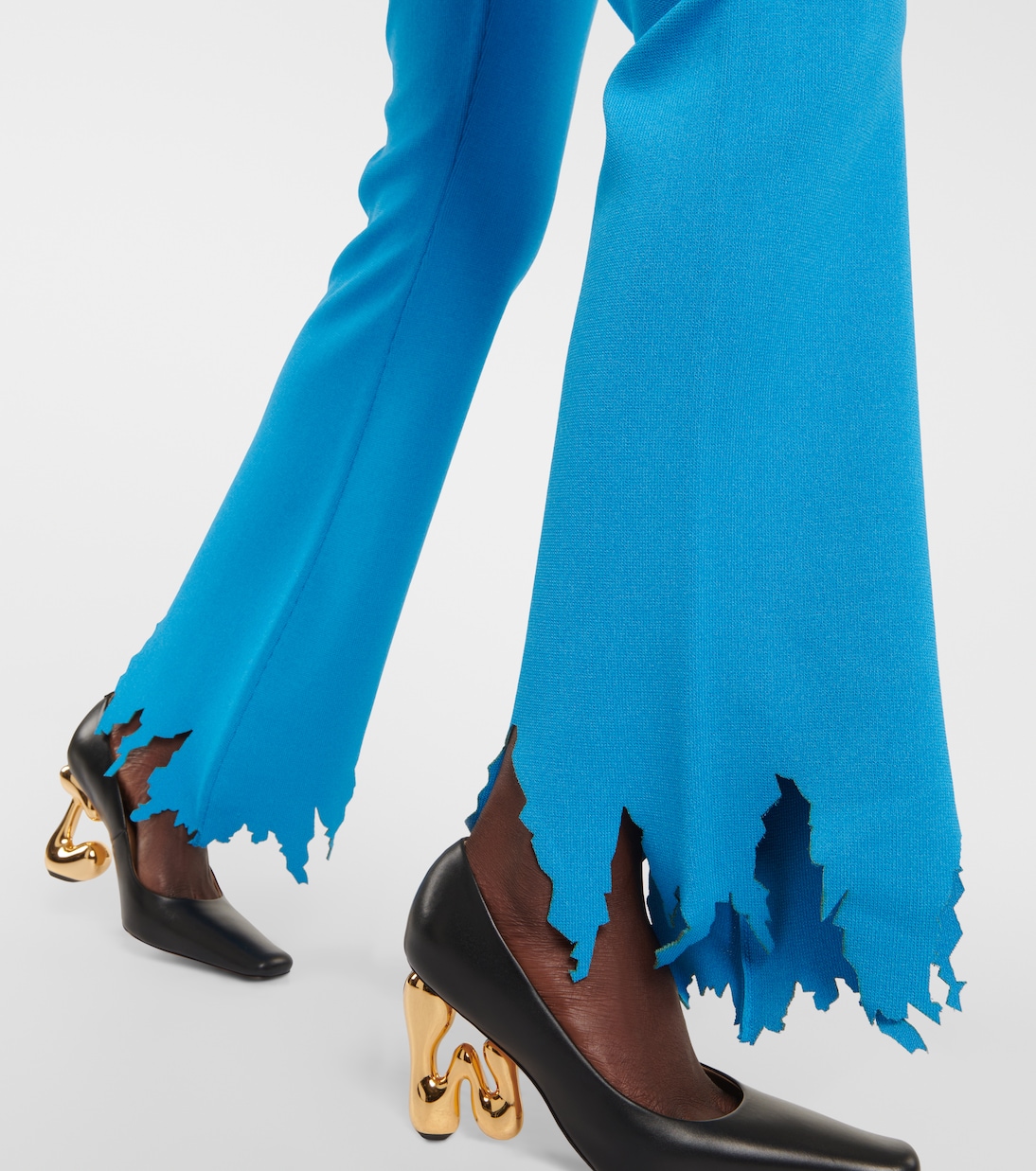 Ribbed-knit distressed slim pants | JW Anderson