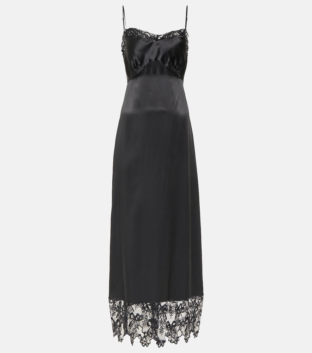 Vestido midi de satén de seda con encaje | Simone Rocha