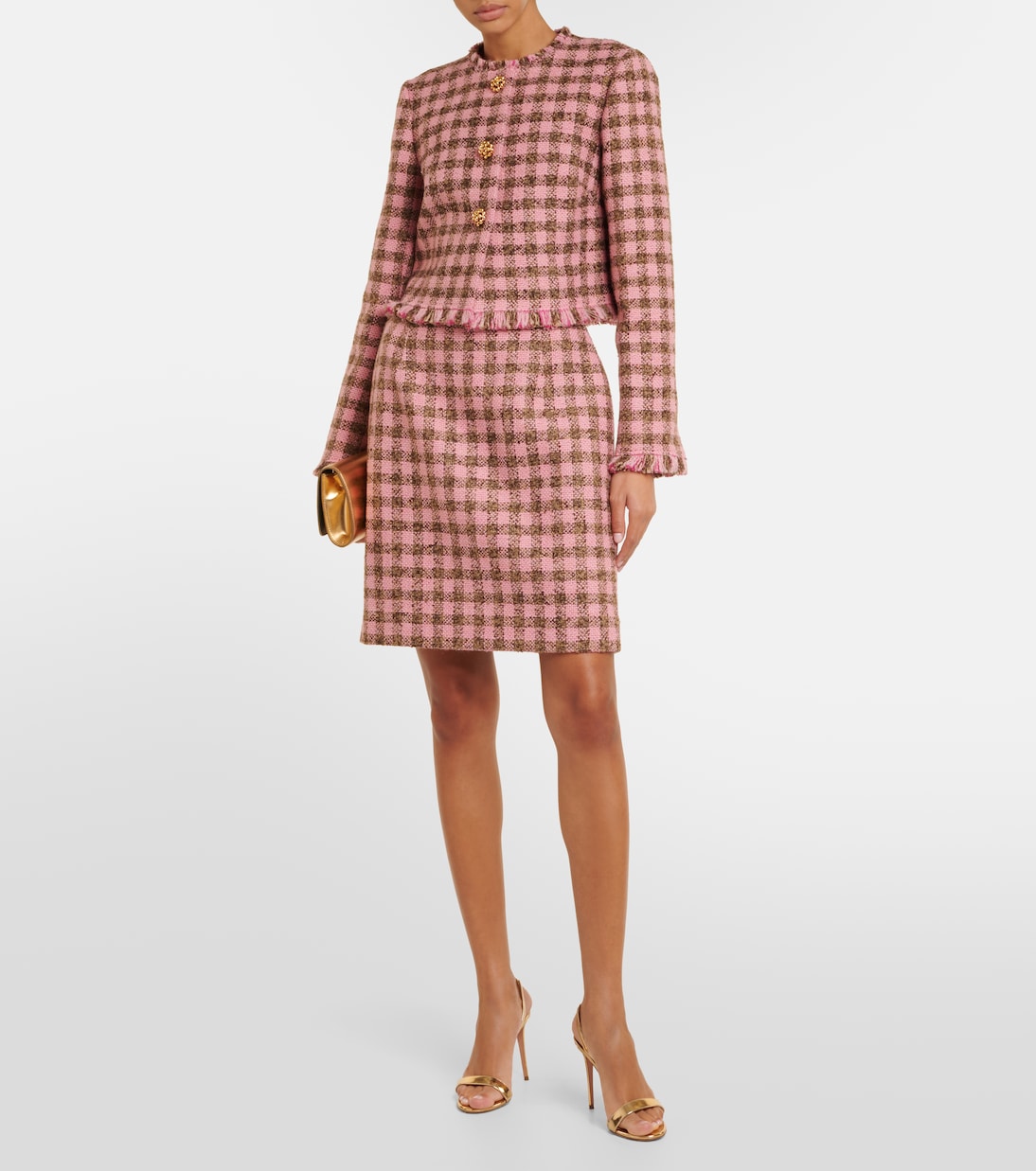 Checked wool-blend tweed jacket  | Oscar de la Renta