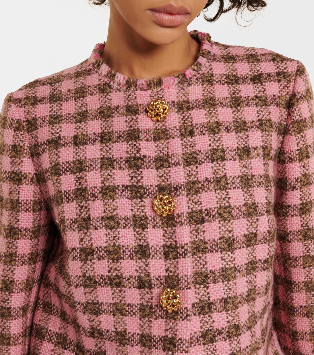 Checked wool-blend tweed jacket  | Oscar de la Renta