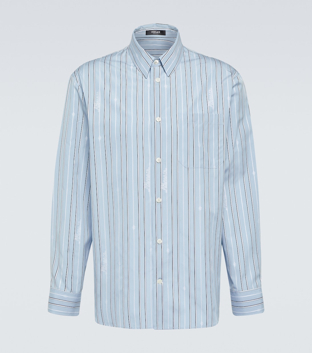 Camicia in popeline di cotone a righe | Versace