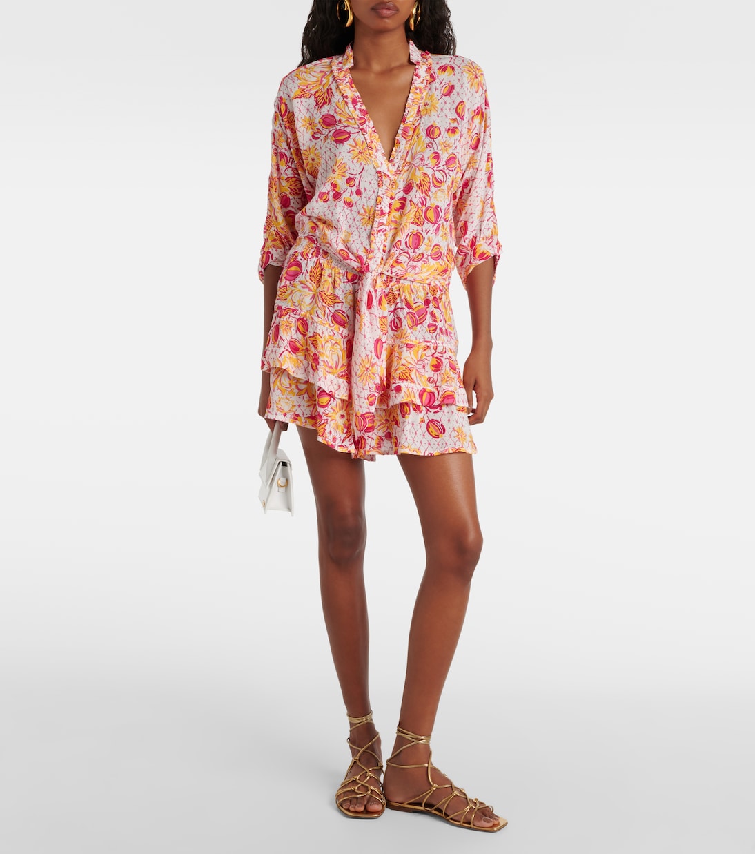 Minifalda floral fruncida | Poupette St Barth