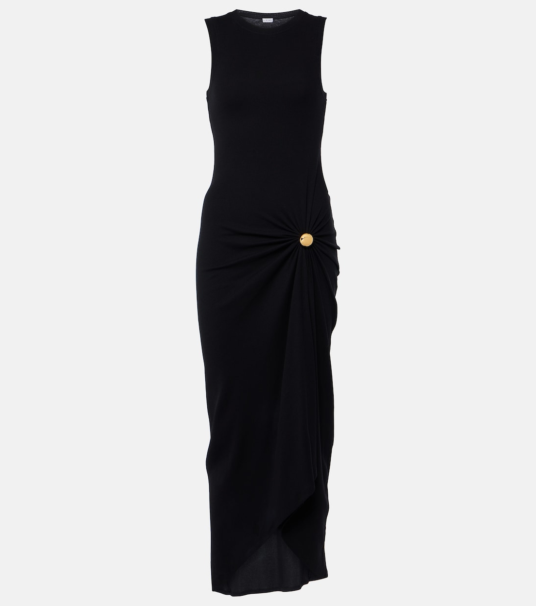 Pebble gathered cotton-blend midi dress | Loewe