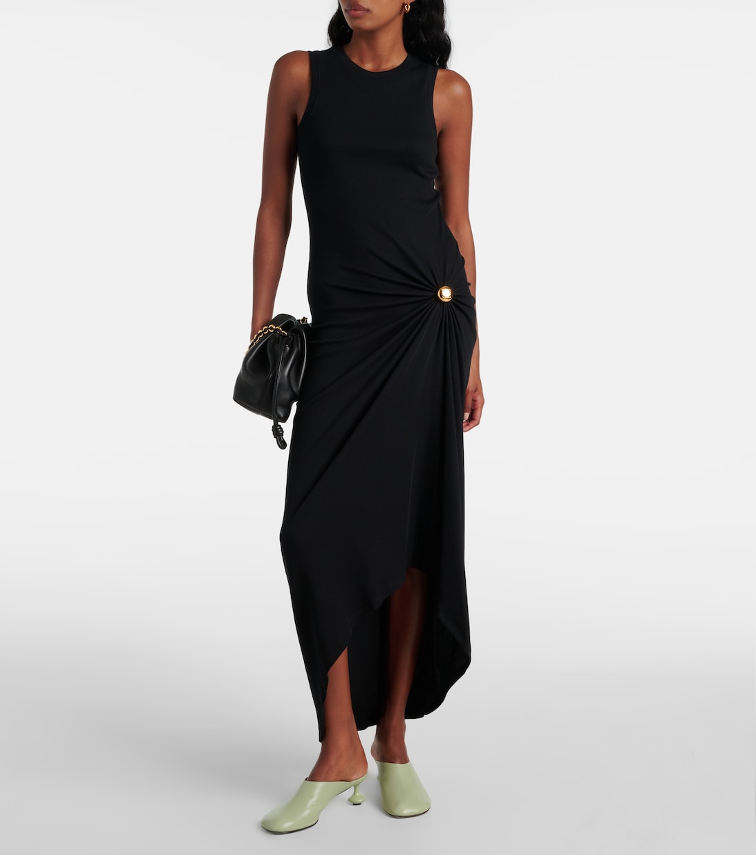 Pebble gathered cotton-blend midi dress | Loewe
