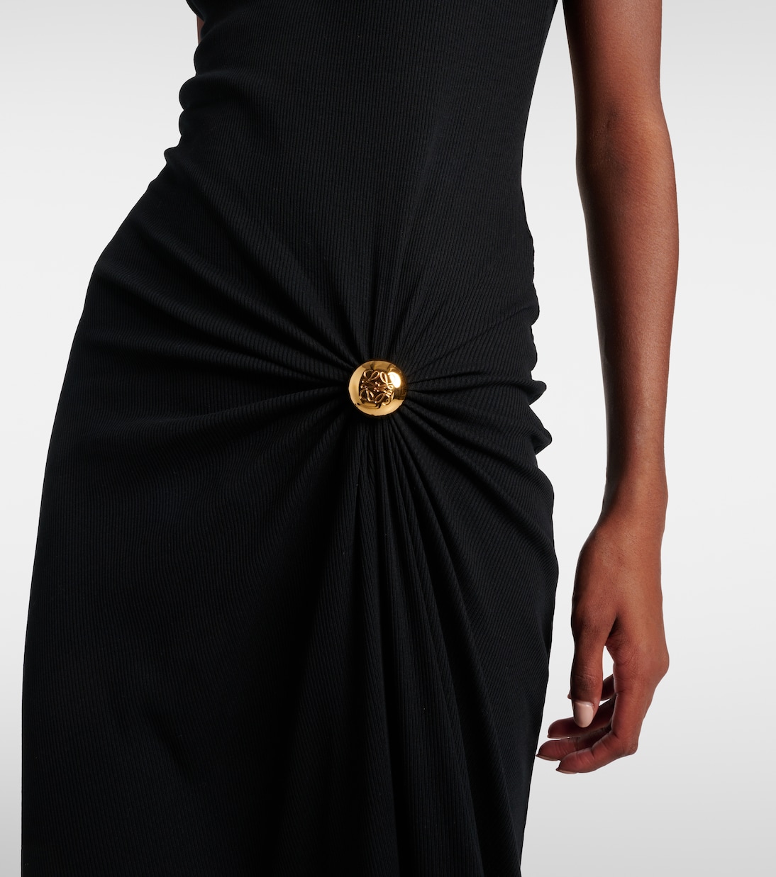Pebble gathered cotton-blend midi dress | Loewe