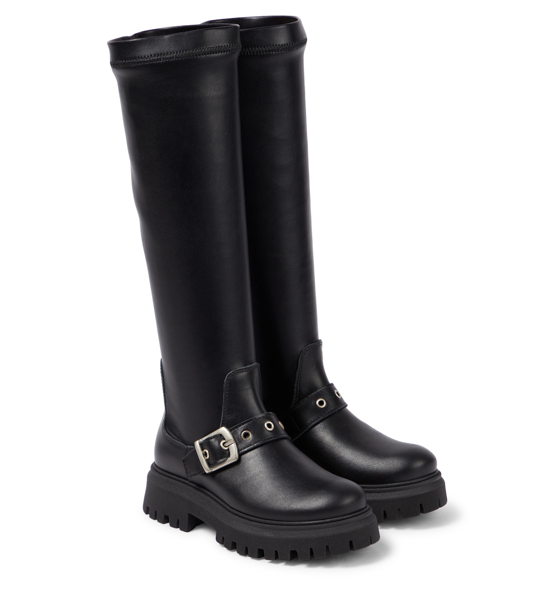 Leather knee-high boots | Monnalisa