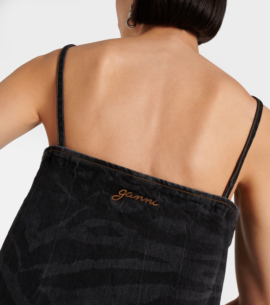 Zebra-print denim minidress | Ganni