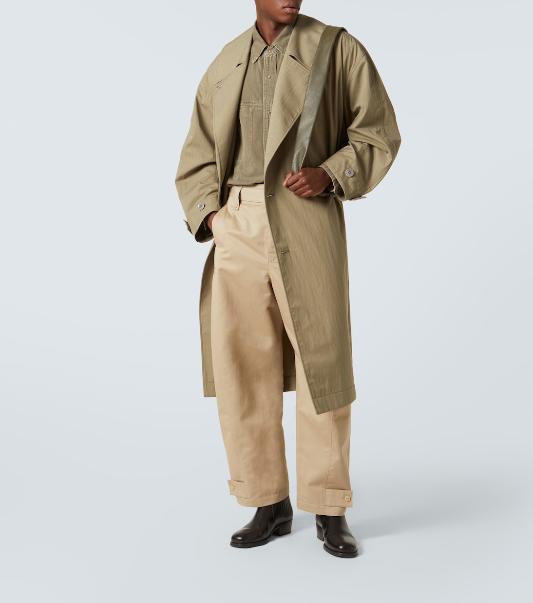 Pantaloni tapered in twill di cotone e lino | Lemaire