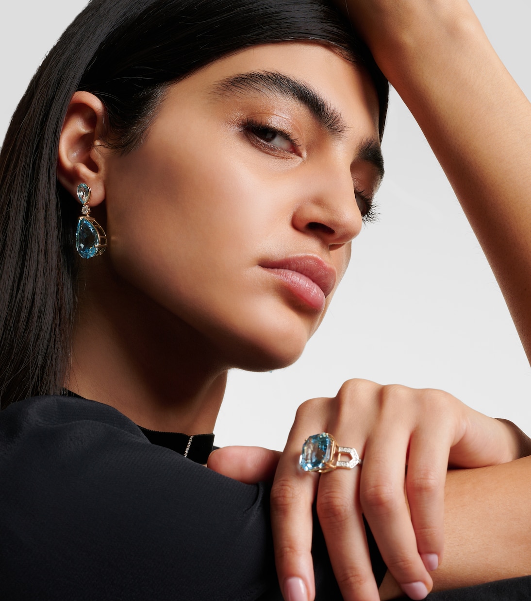 Boucles d'oreilles Sophia en or 14 ct, diamants et topaze | Mateo