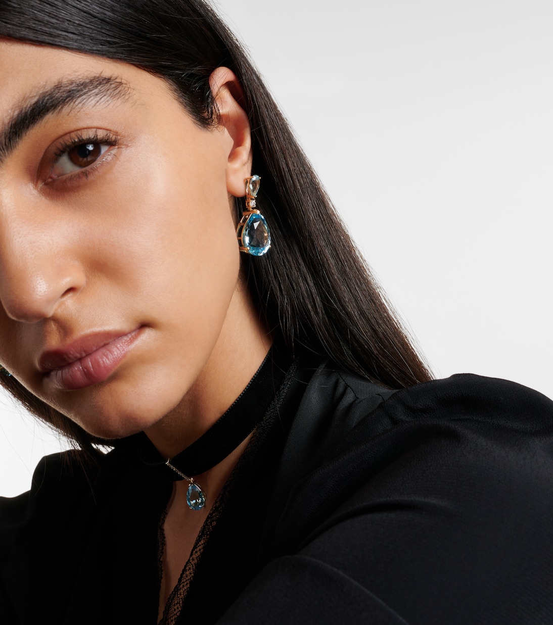 Boucles d'oreilles Sophia en or 14 ct, diamants et topaze | Mateo