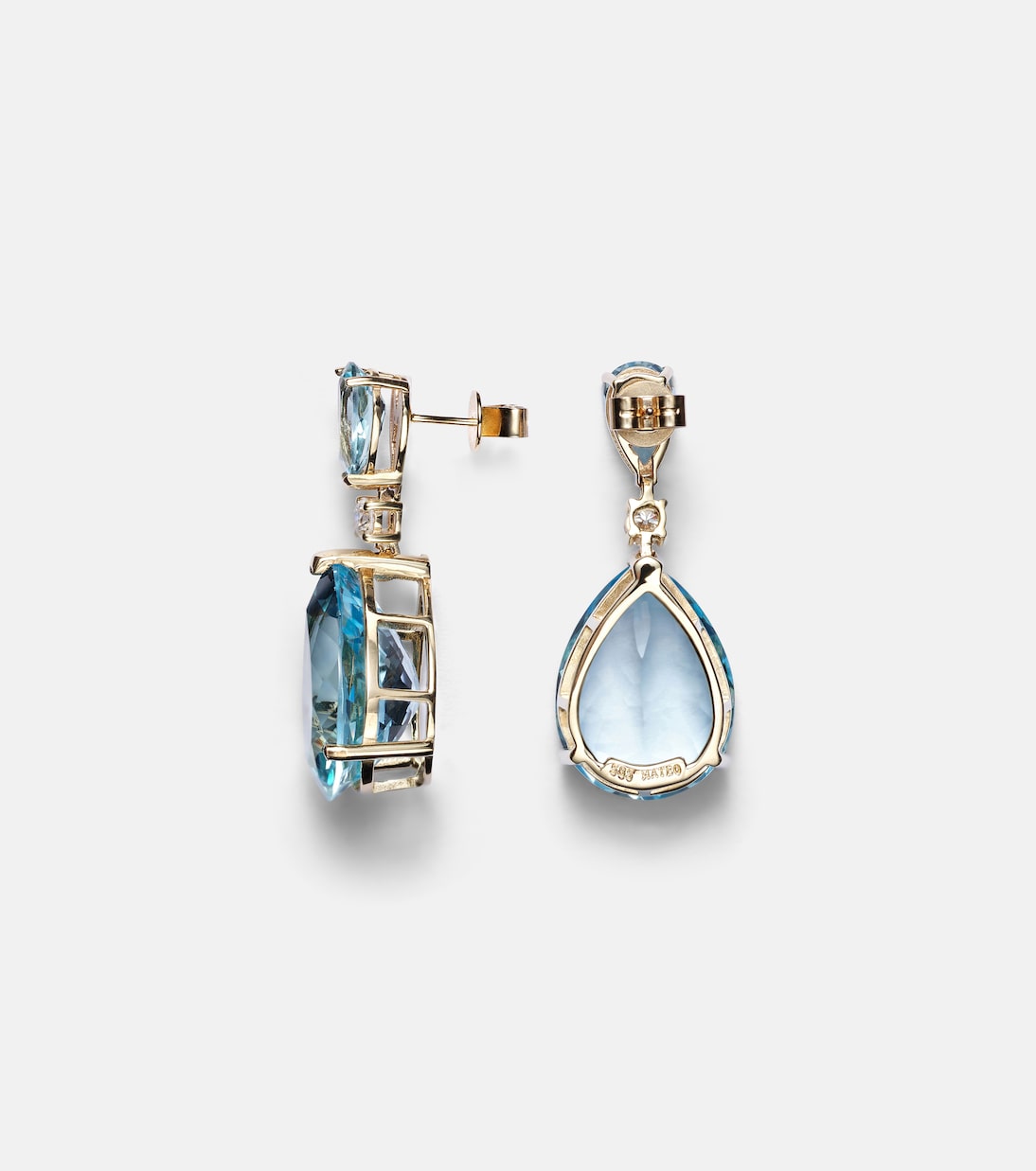 Boucles d'oreilles Sophia en or 14 ct, diamants et topaze | Mateo
