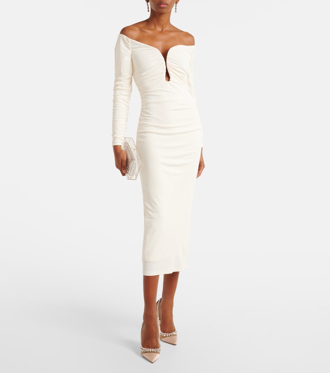 Robe midi à encolure bardot | Carolina Herrera