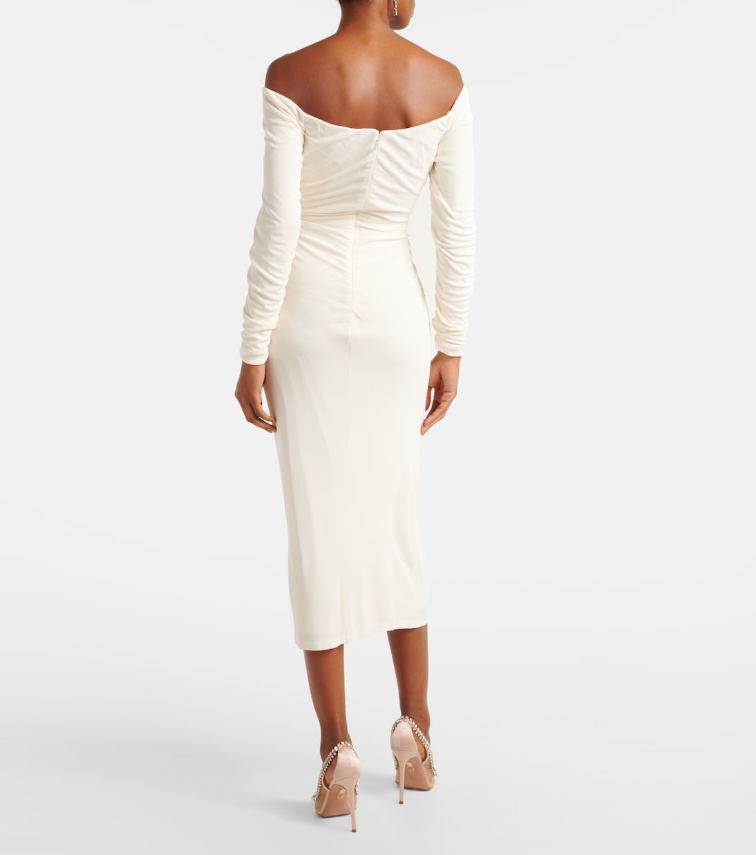 Robe midi à encolure bardot | Carolina Herrera