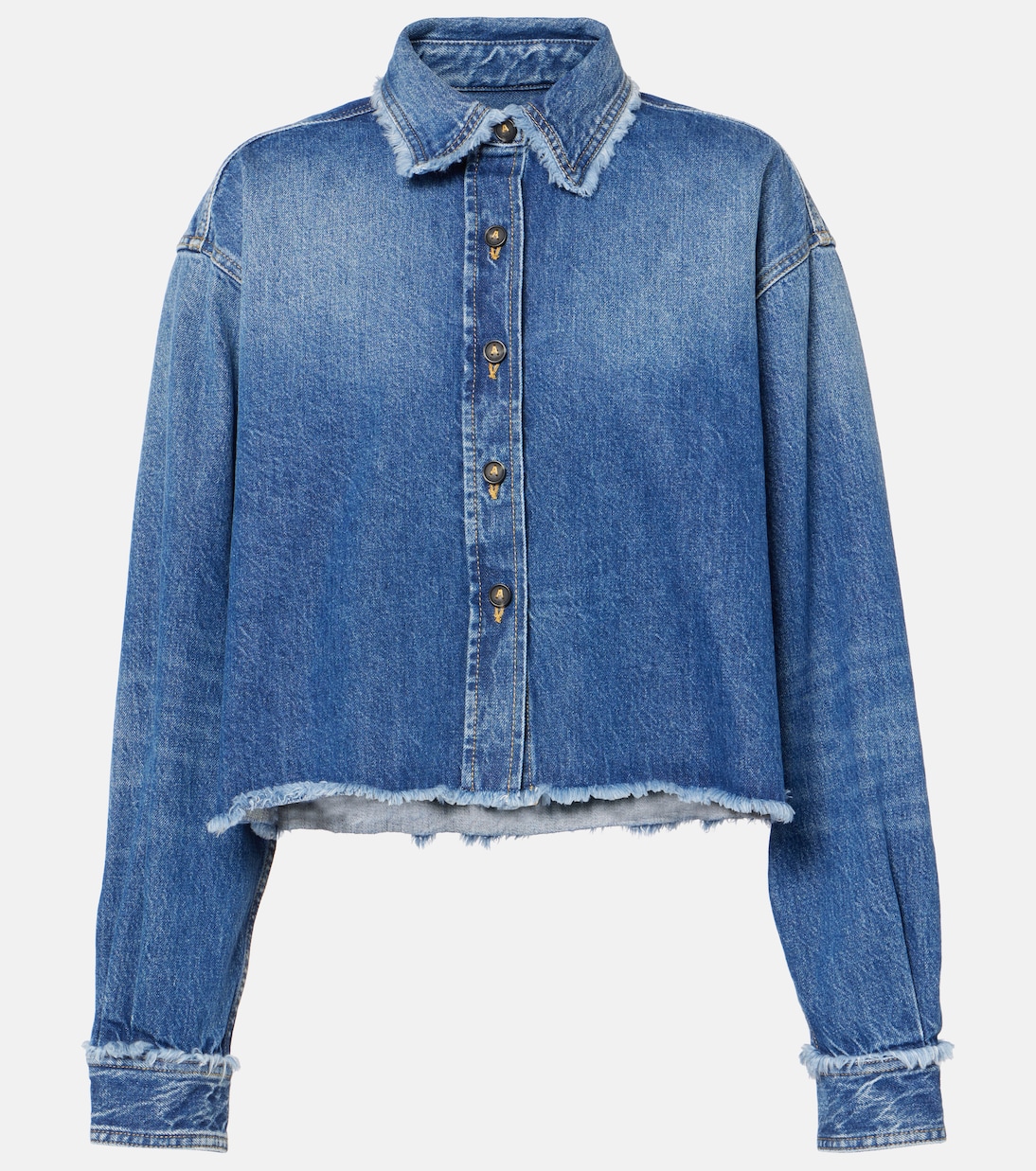 Fringed cropped denim overshirt | Alanui