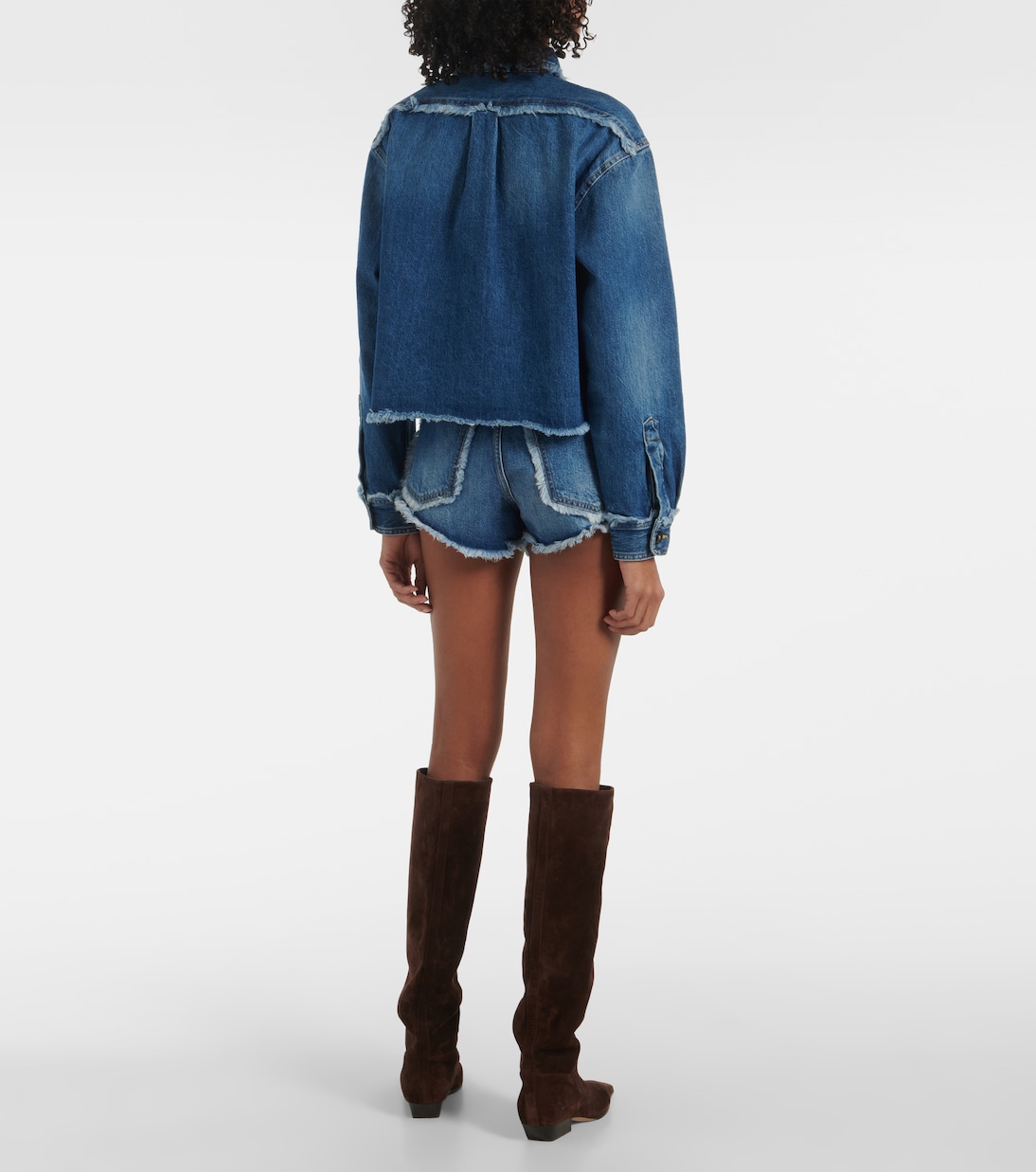 Fringed cropped denim overshirt | Alanui