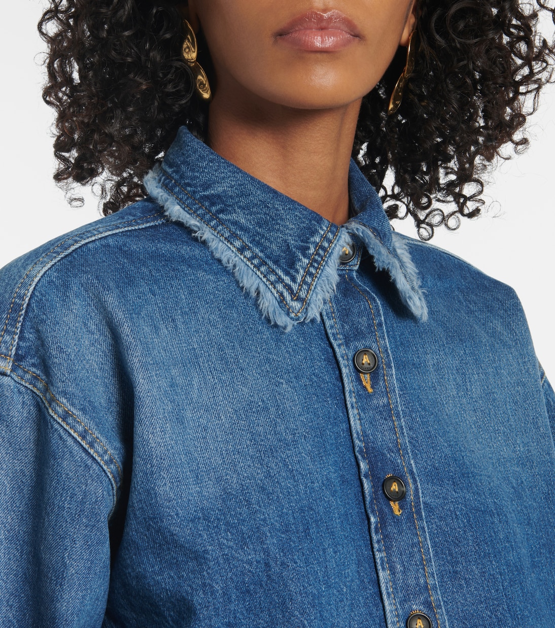 Fringed cropped denim overshirt | Alanui