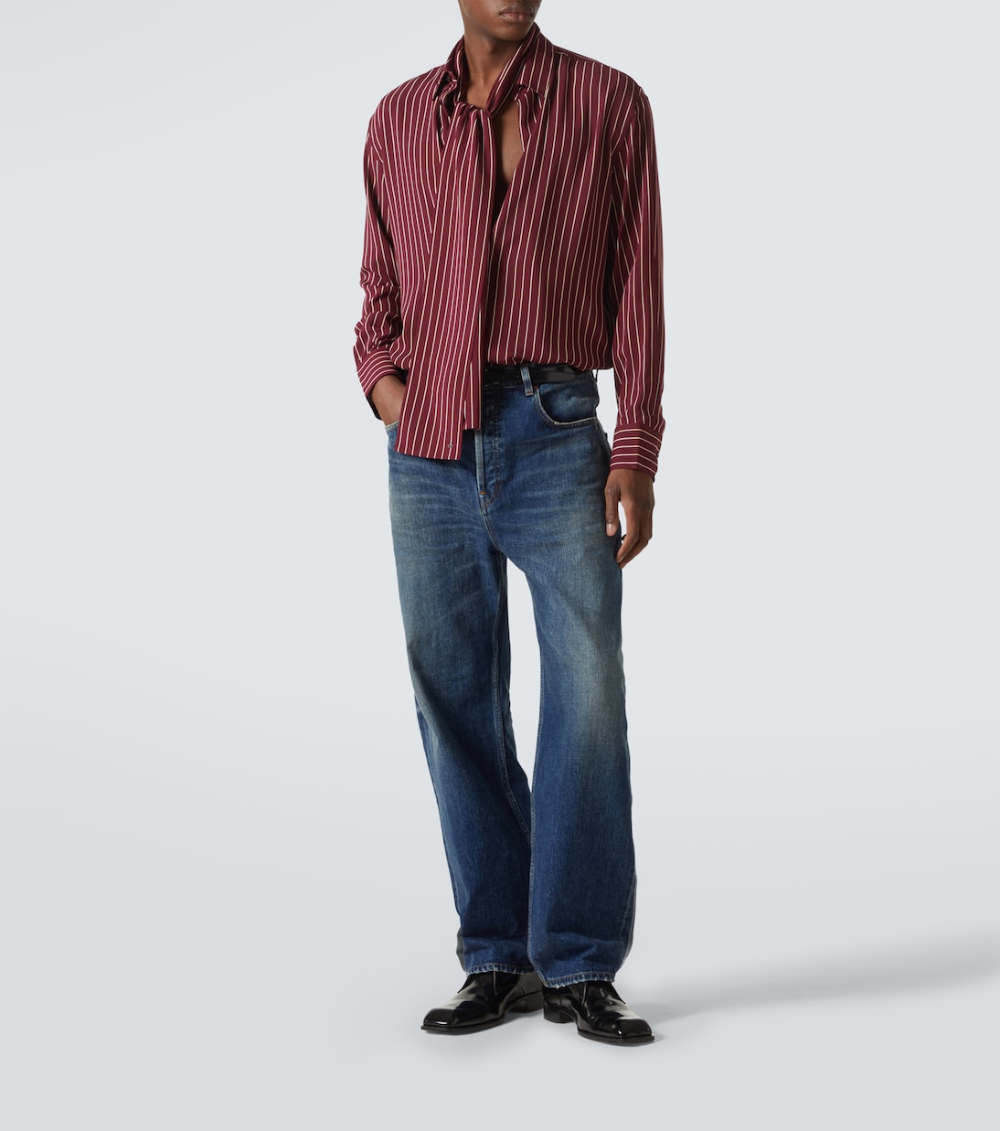Camicia a righe con fiocco | Saint Laurent