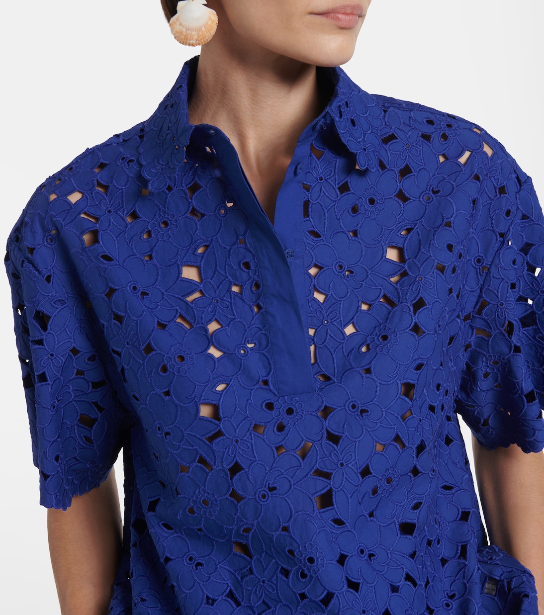 Camicia Zaffre in sangallo di cotone | Rebecca Vallance