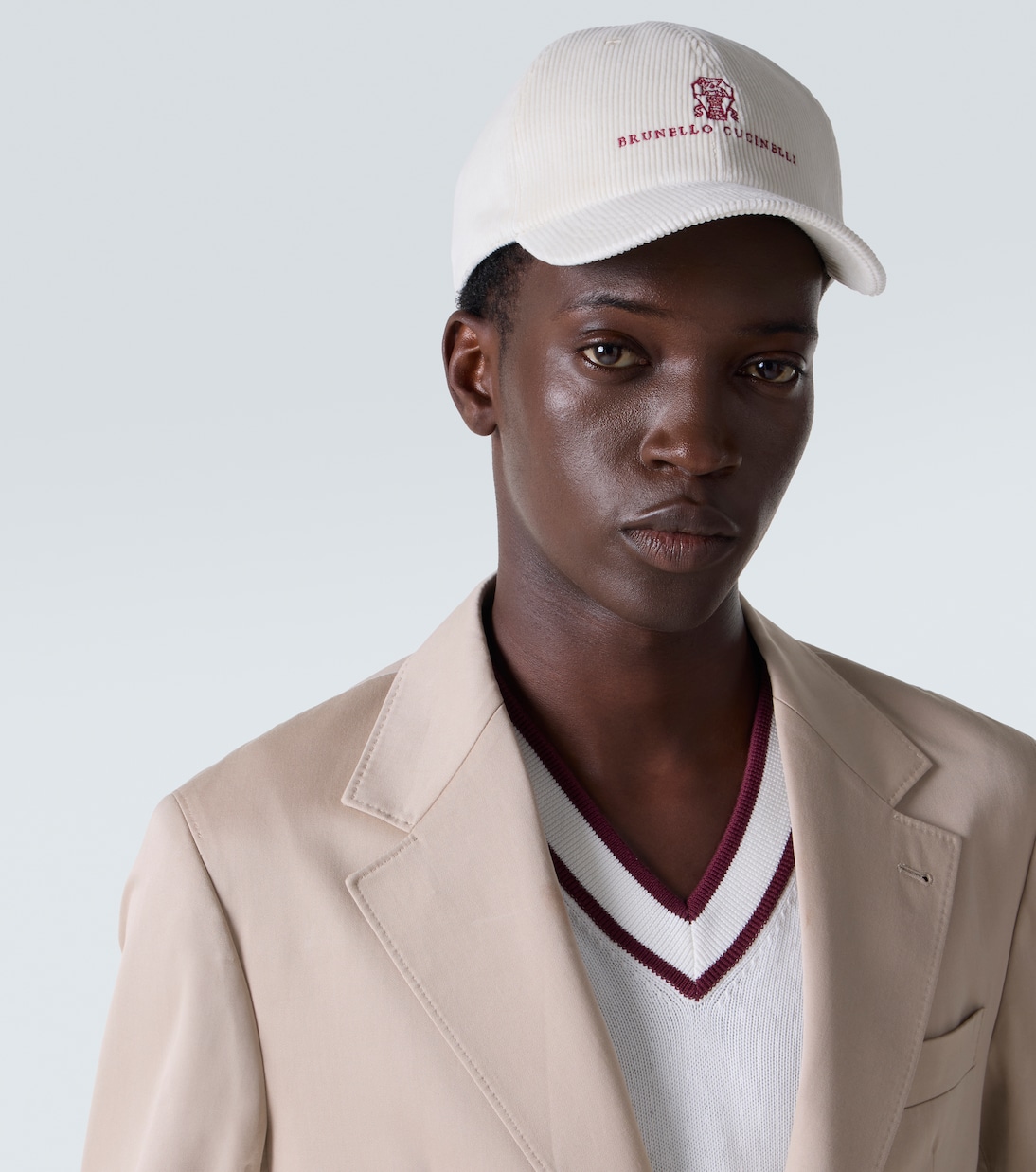 Logo cotton and cashmere corduroy baseball cap | Brunello Cucinelli