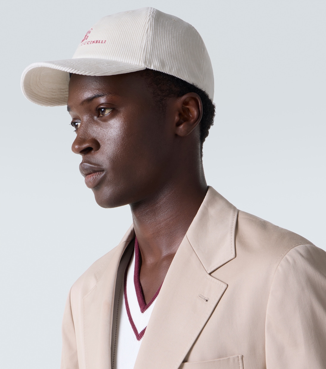Logo cotton and cashmere corduroy baseball cap | Brunello Cucinelli