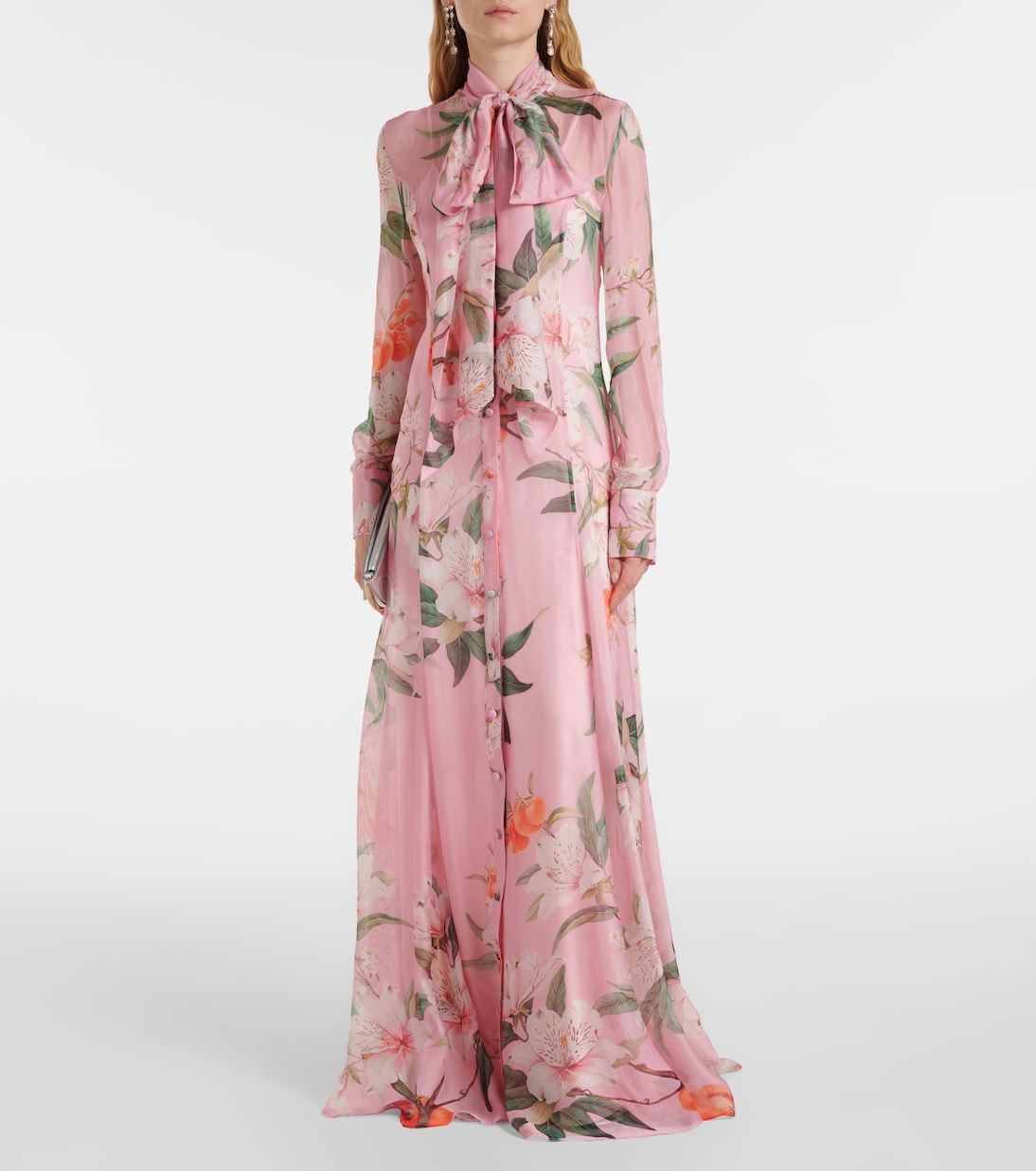 Abito lungo Lilith in chiffon | Leo Lin