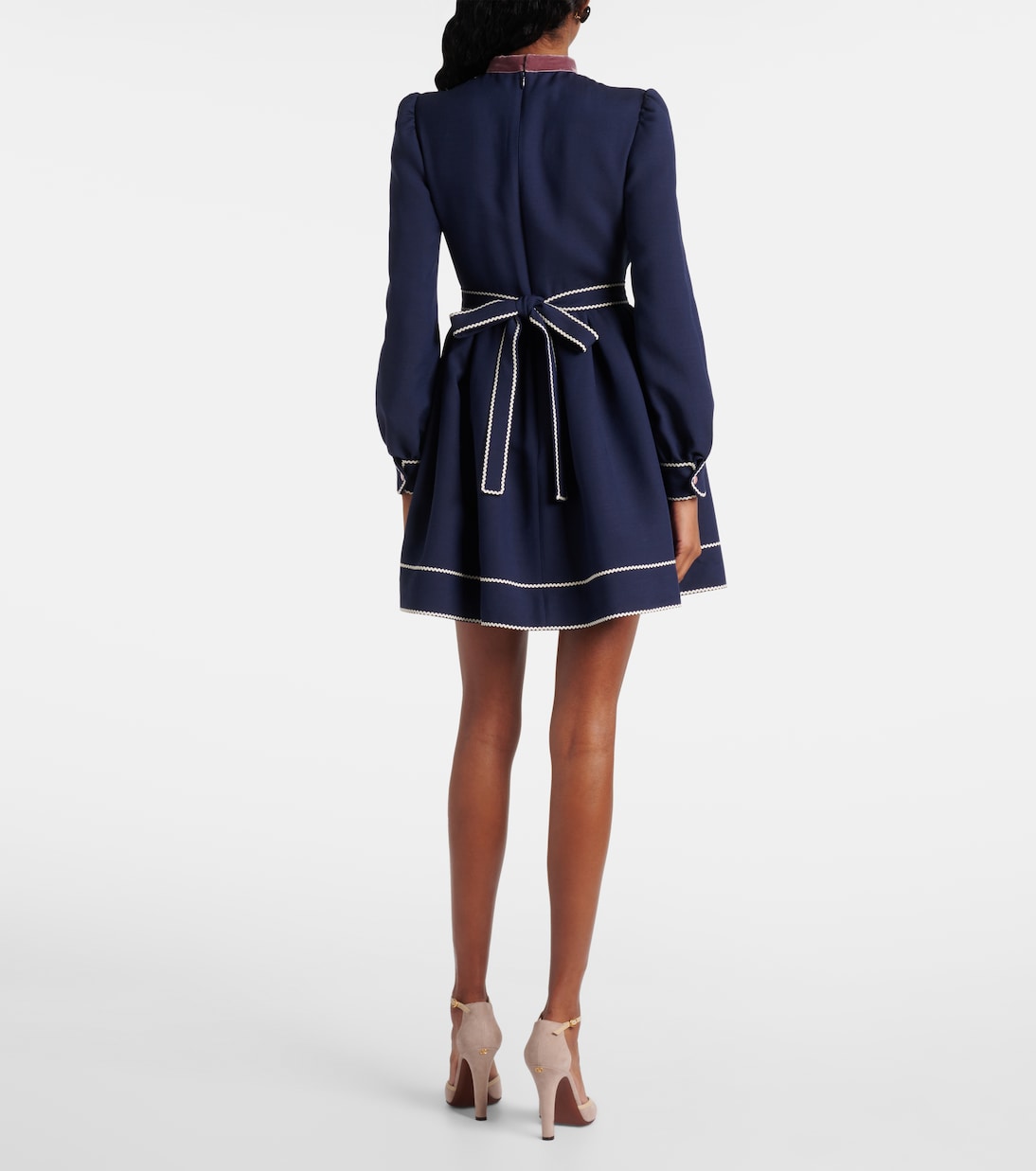 Vestido corto de algodón y seda con lazada | Valentino
