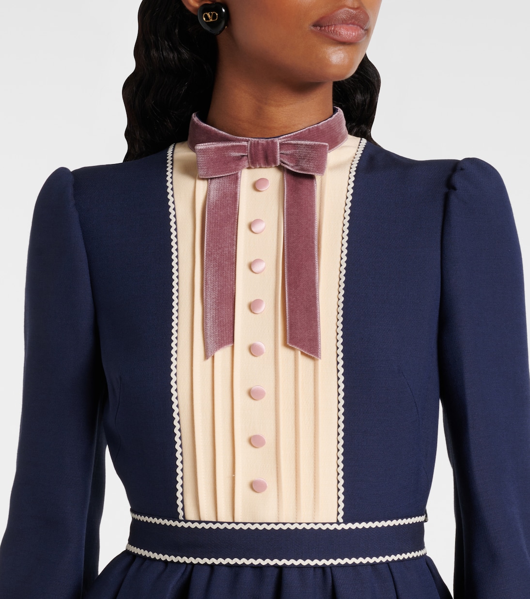 Vestido corto de algodón y seda con lazada | Valentino