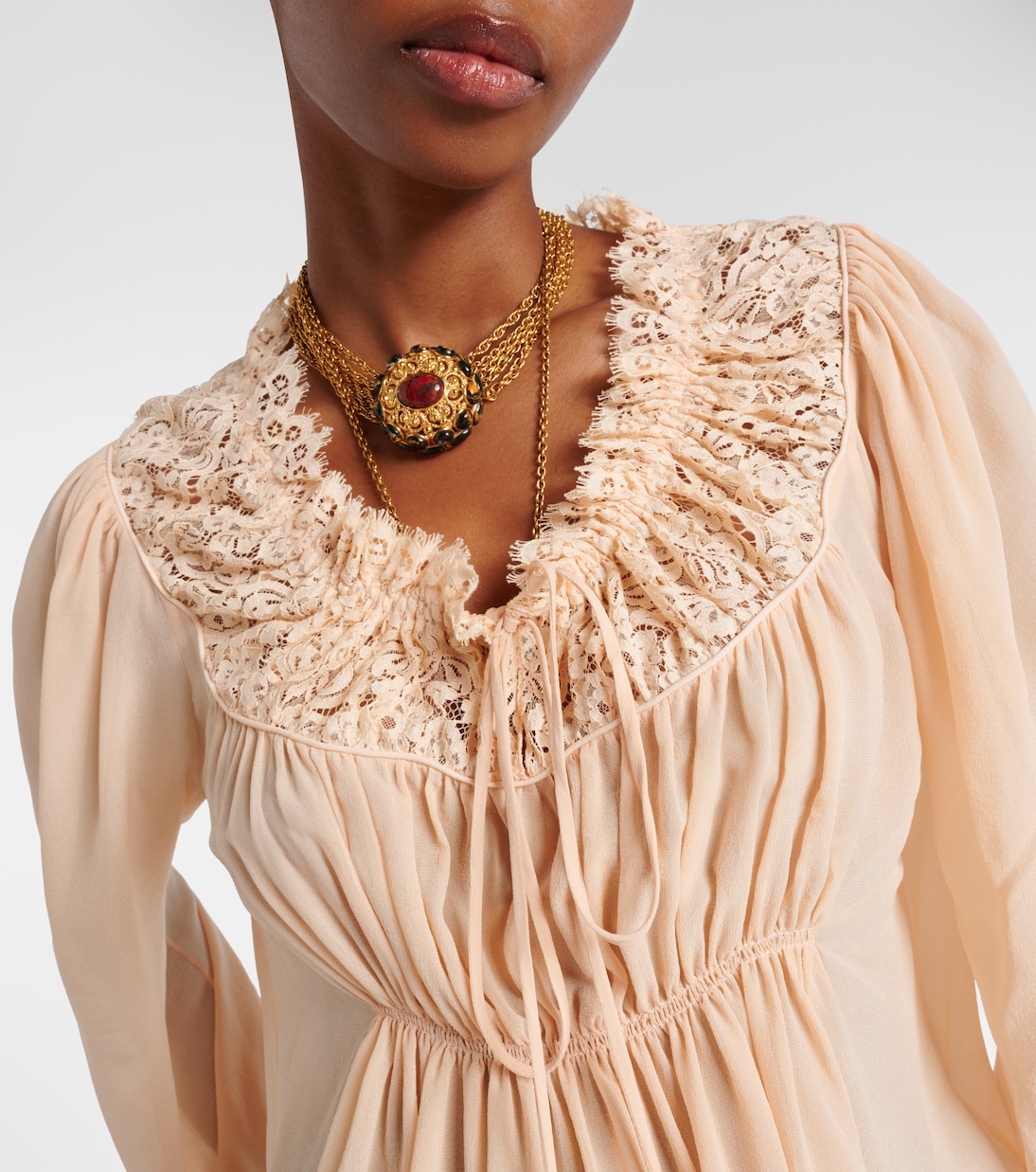 Cropped-Bluse aus Seide mit Spitze | Chloé