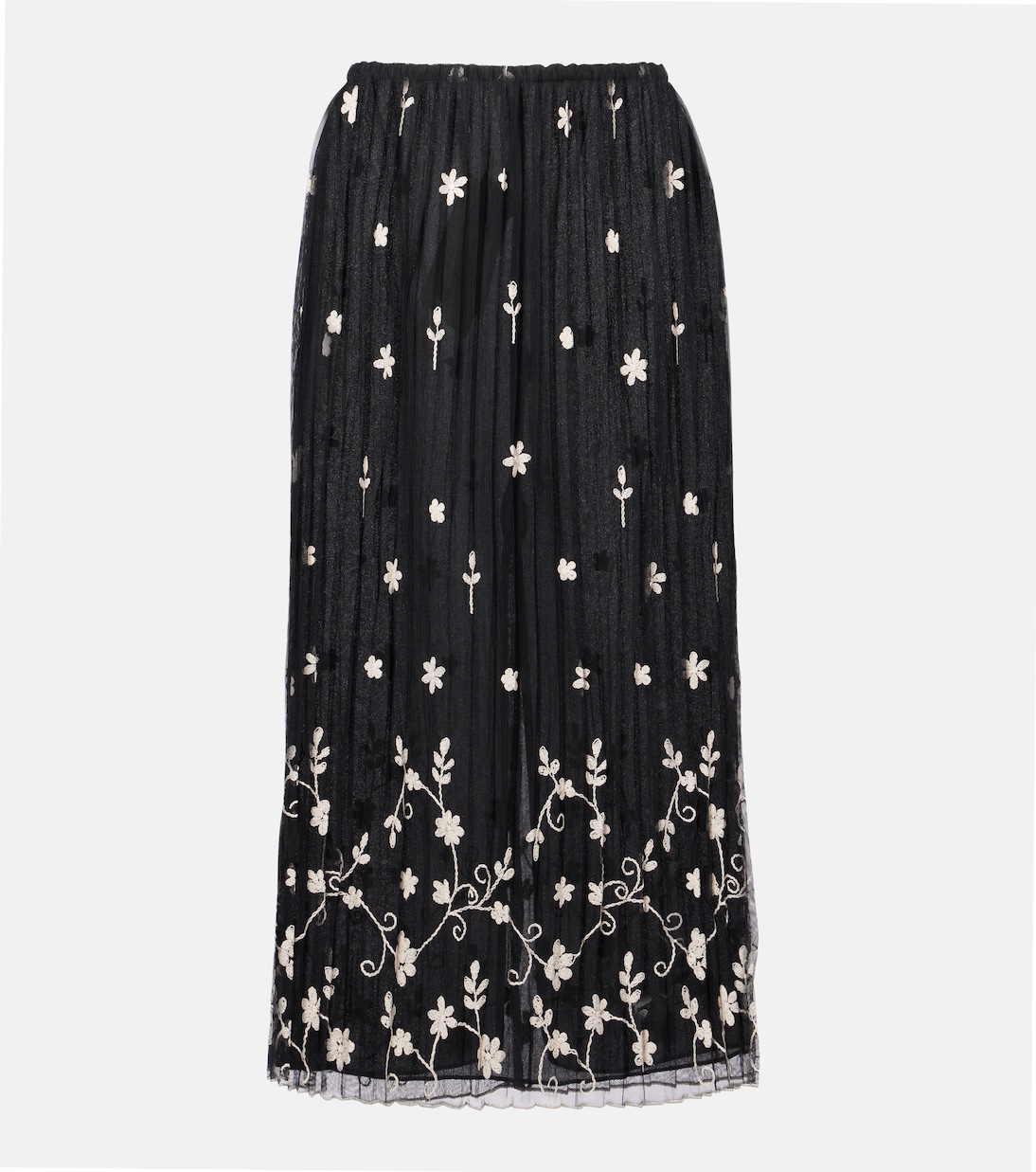 Falda midi plisada de tul bordada | Toteme