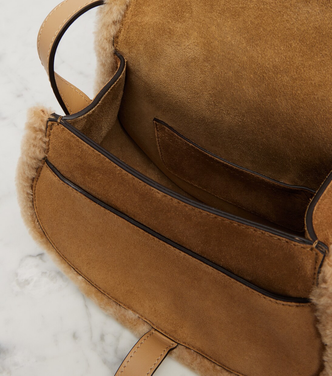 Marcie Small shearling-trimmed suede crossbody bag | Chloé