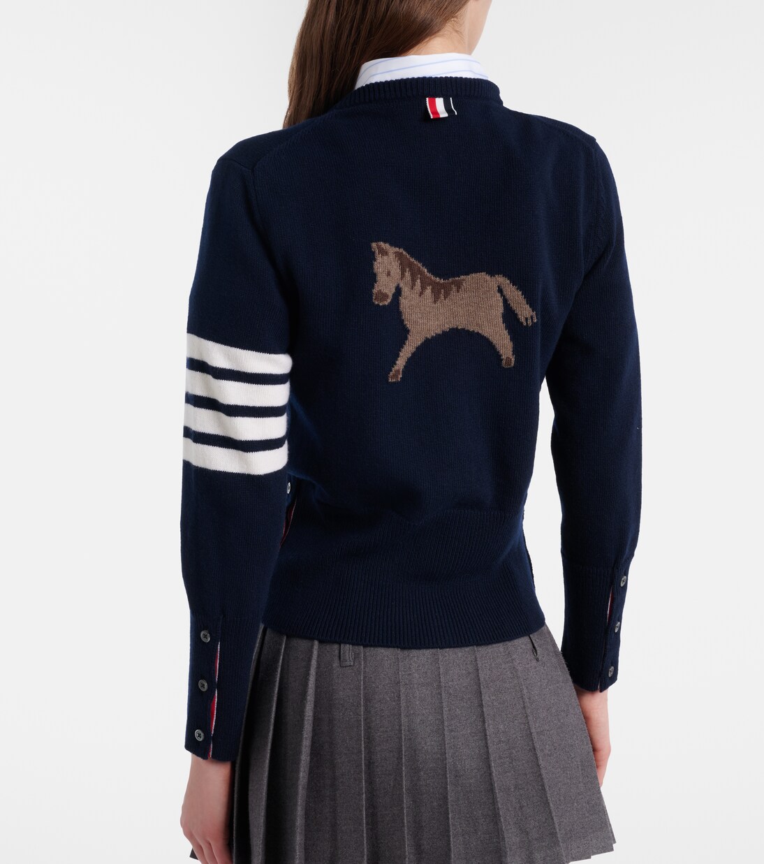 4-Bar intarsia virgin wool cardigan | Thom Browne