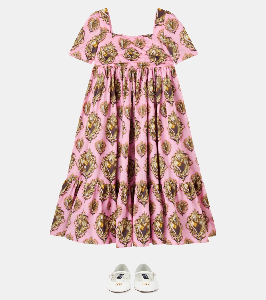 Printed cotton poplin dress | Dolce&Gabbana Kids