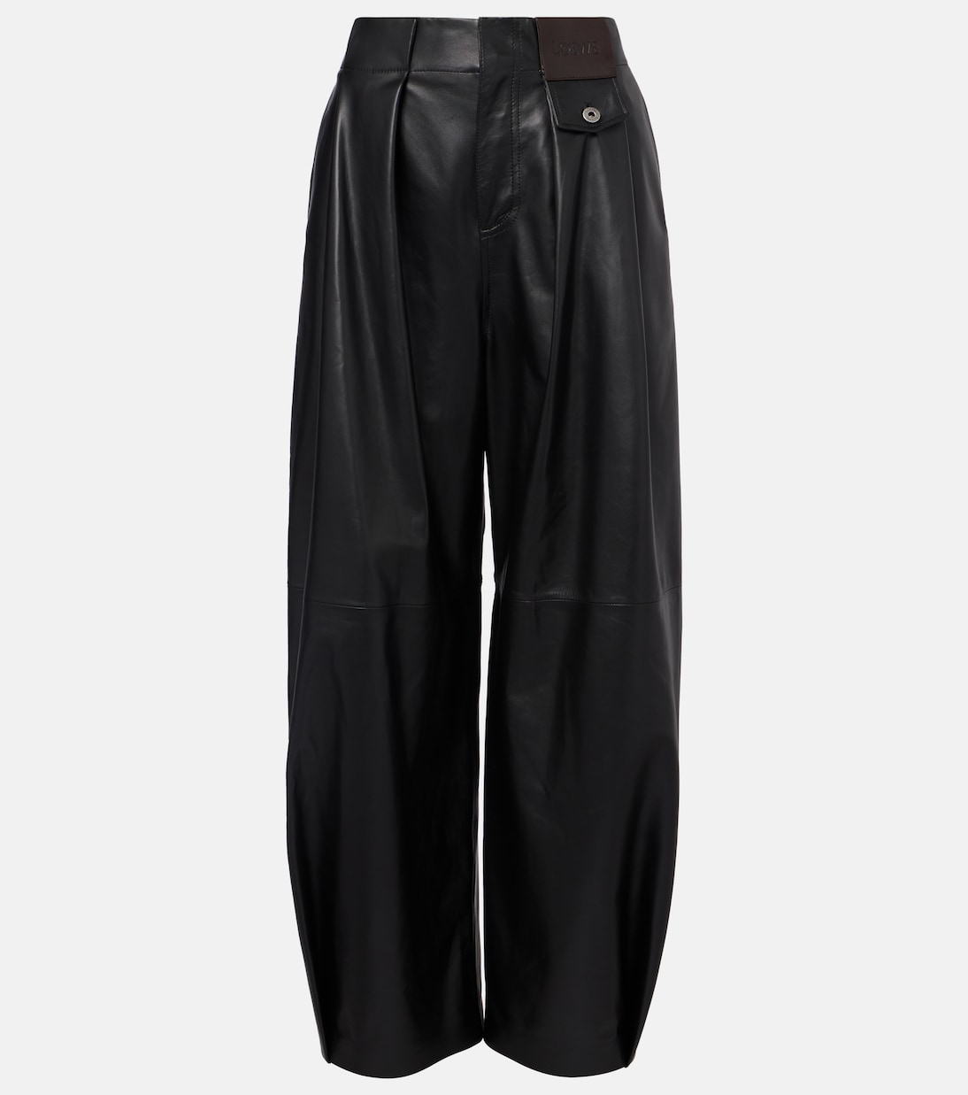 Pantalon barrel à taille haute en cuir | Loewe