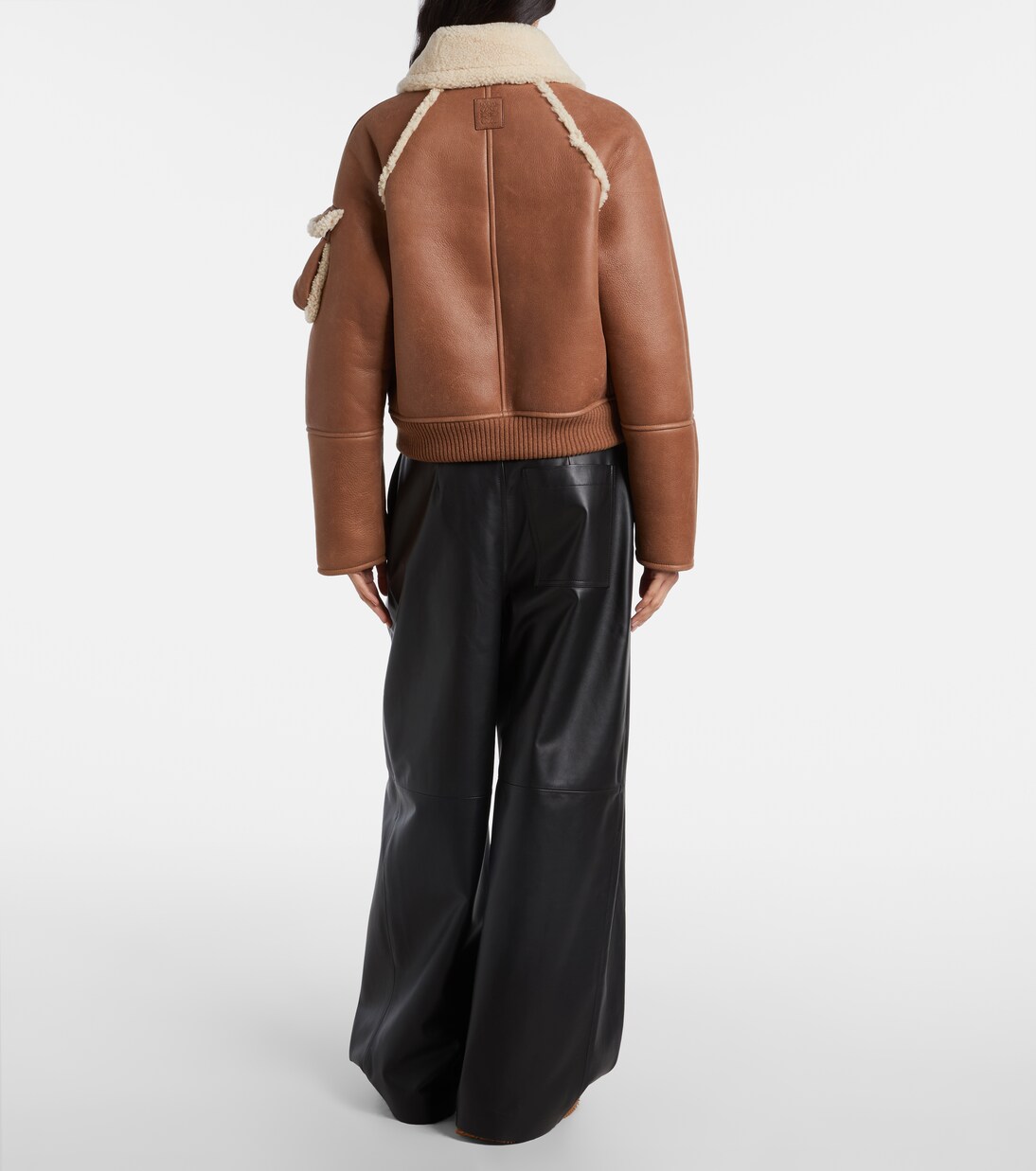 Pantalon barrel à taille haute en cuir | Loewe