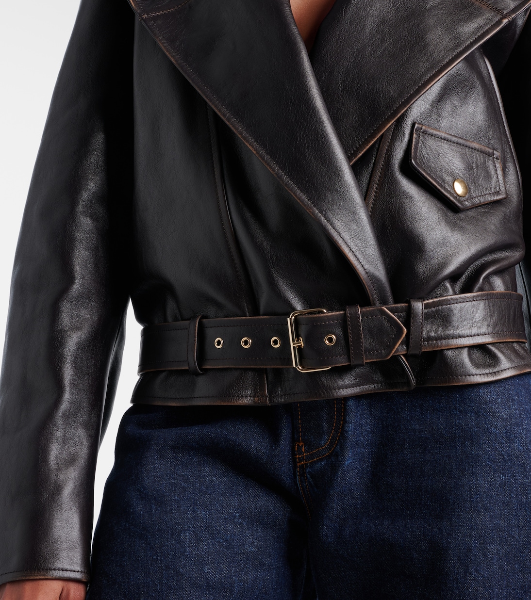 Veste en cuir à capuche | Alaïa