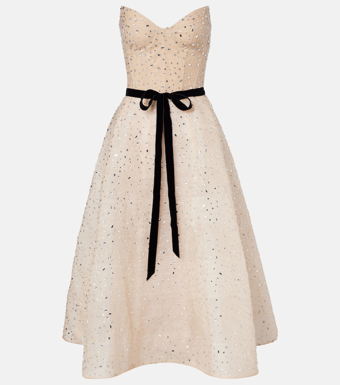 Belted embellished cocktail dress | Monique Lhuillier