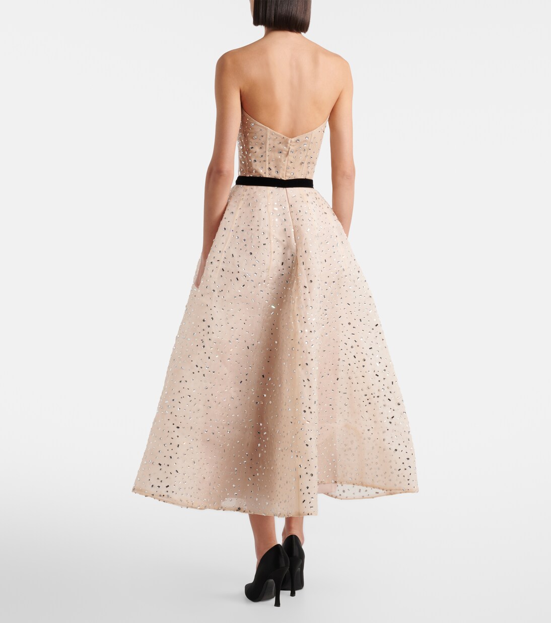 Belted embellished cocktail dress | Monique Lhuillier